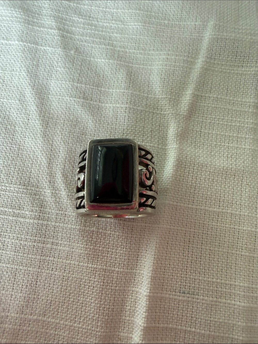 Silpada Black Onyx Sterling Silver Scroll Statement Ring